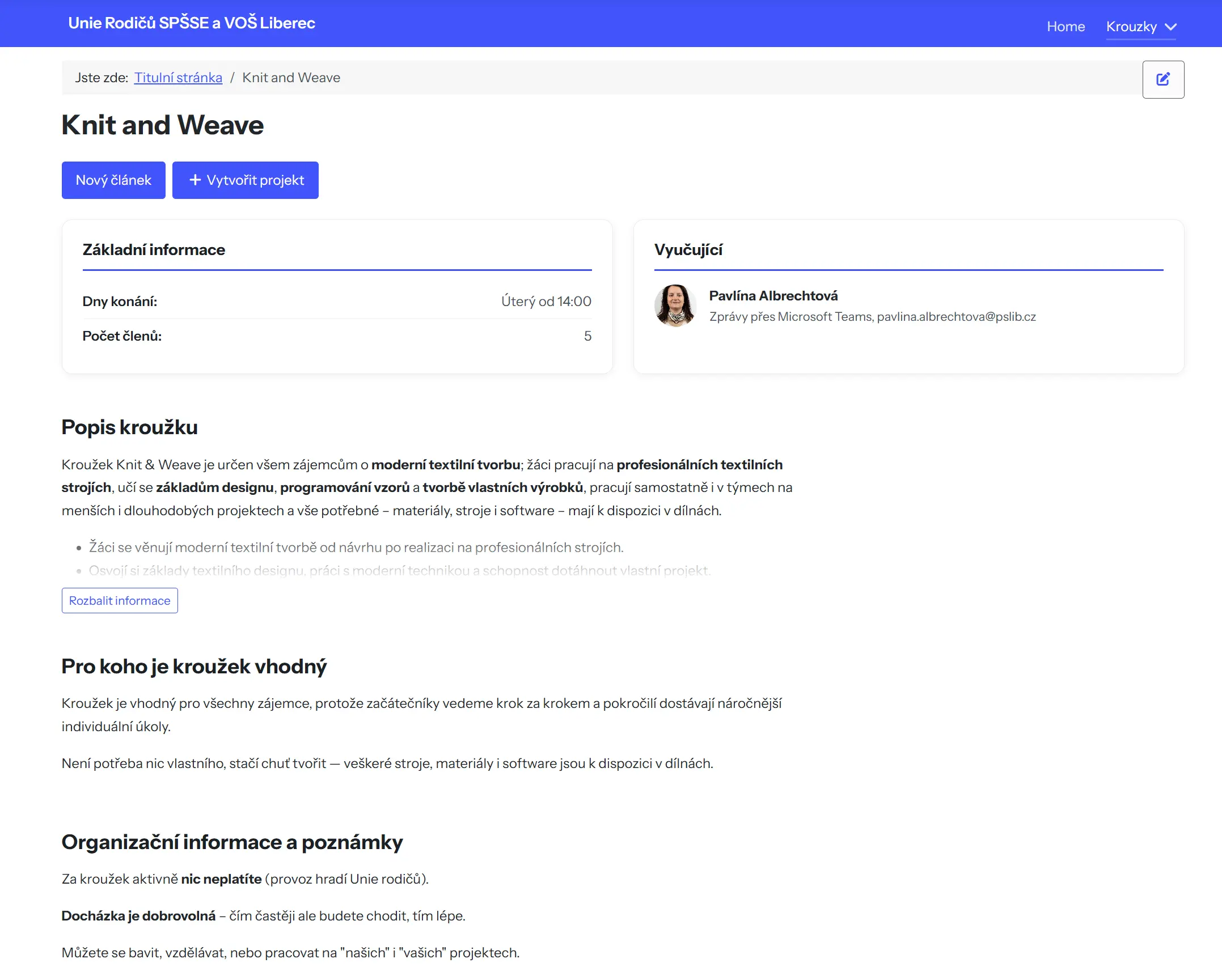 Web Unie rodičů (v1)